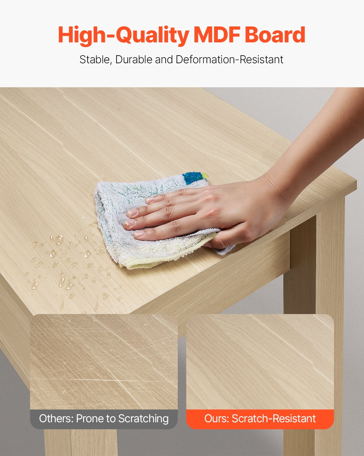 KFFKFF Study Desk with Storage, Kid's Desk Made of High Quality MDF Board, Small Desk with 2 Drawers for Studying, Reading, Painting, Contemporary Minimalist Style Desk