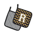 thumbnail image 2 of Letter R Chevron Navy Blue and Gold Pair of Pot Holders, 2 of 2