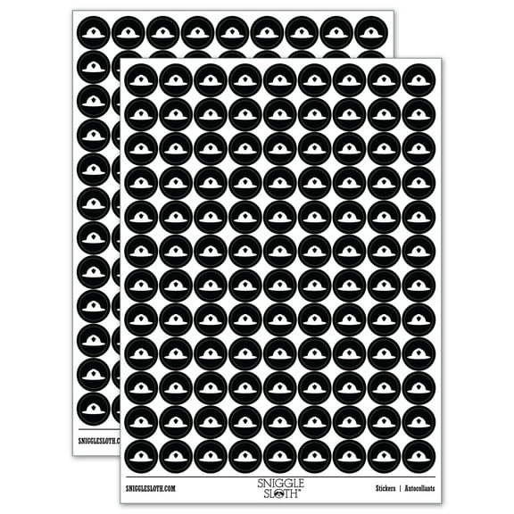 Fire Helmet Fireman Firefighter 200 Round Stickers - Black - Gloss Finish - 0.50" Size