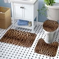 thumbnail image 5 of 4PCS Brown Leopard Print Shower Curtain Set, Panthera Cheetah Print African Wild Safari Animal Skin Women Girls Bathroom Decor, Waterproof Fabric Shower Curtain Non-slip Bath Mat Toilet Rug, 5 of 7