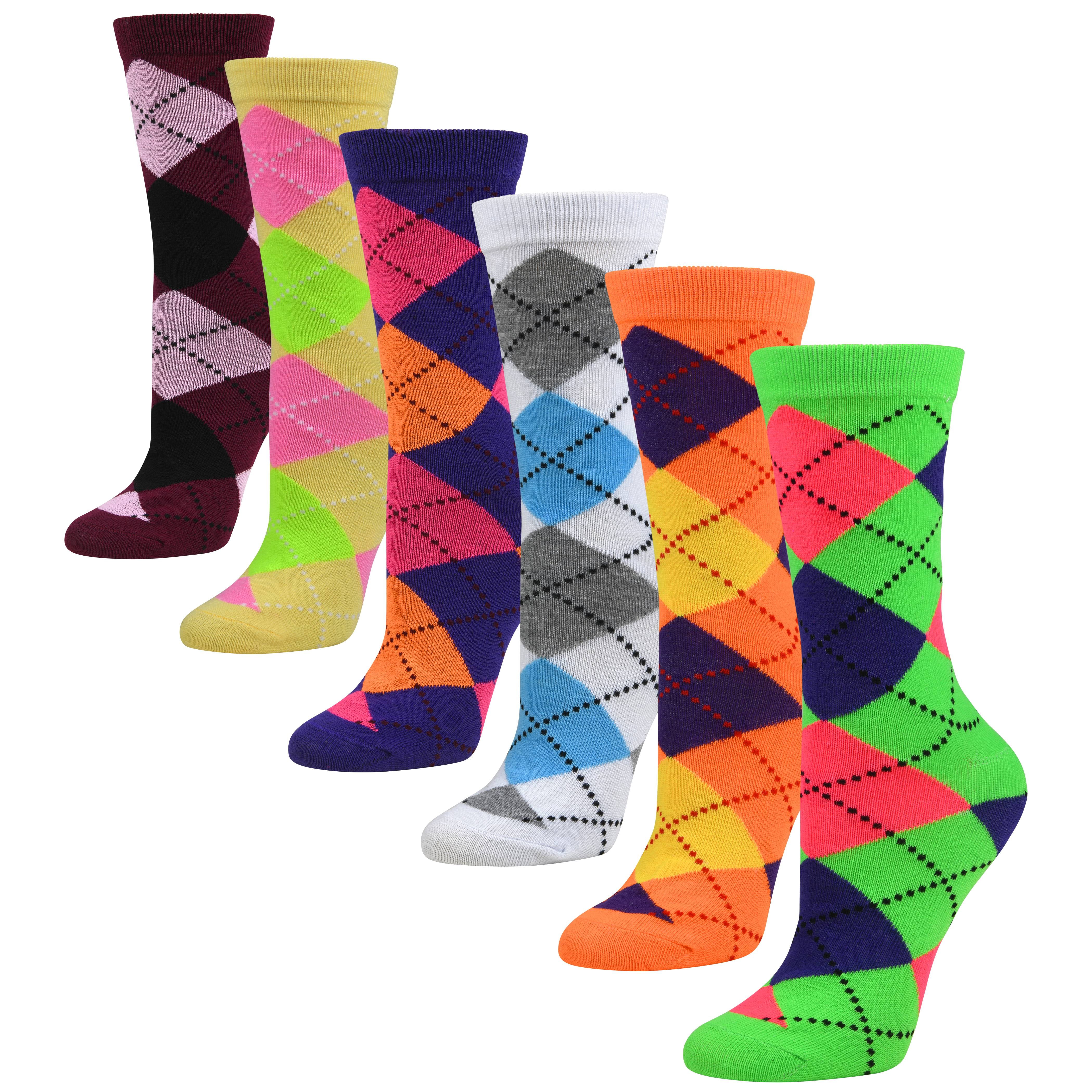 6 Pairs Mens Dress Socks Cotton Colorful Argyle Socks Patterned With Gift Box Debra Weitzner 