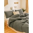 thumbnail image 5 of Dark Grey Bedding Sets King Grey Duvet Cover Set Solid Pattern Washed Microfiber, No Filling, 5 of 9