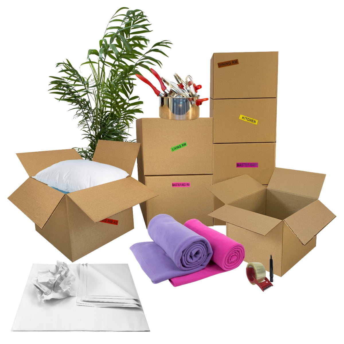 UBmove™  Moving Boxes 1 Room Bigger Moving Kit 14 Boxes Plus Supplies and Tape