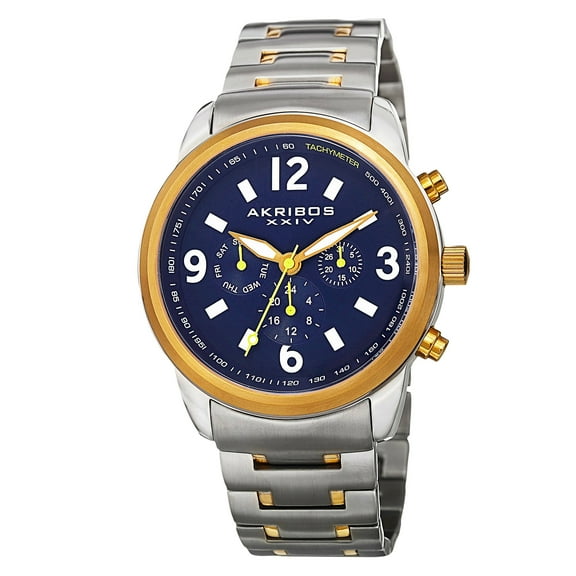 Men's Swiss Quartz Tachymeter Dual Time Stainless Steel Two-Tone Bracelet Watch