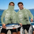 thumbnail image 4 of Bulopur Men’s Fishing Sun Hoodie with Mask Green Palm Tree UPF 50+ Long Sleeve UV Protection Shirt, Quick Dry Breathable Rash Guard for Boating Hiking Outdoor, 4 of 8