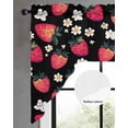 thumbnail image 2 of Strawberry Swag Valances for Windows, Small Curtains Drapes, Black Spring Summer Rustic Floral Fruit Kitchen Window Curtains Over Sink Rod Pocket Window Treatment Valance for Bedroom/Bathroom 56"x36", 2 of 5