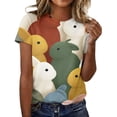 thumbnail image 3 of Womens Easter Tops Crewneck Short Sleeve Rabbit Graphic Tee Trendy Casual T-Shirts Loose Fit Cute Tunic Tops, #01 Green, L, 3 of 6