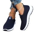 thumbnail image 5 of YHAJDS Women Slip On Wedge Flats Plus Size Solid Color Knit Mesh Breathable Daily Work Outdoor Shoes, 5 of 9