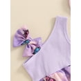 thumbnail image 5 of FEORJGP Toddler Baby Girl Two Piece One Shoulder Rompers 0 3M 6M 12M 18M Infant Sleeveless Jumpsuits Flower Print Slash Neck Ribbed Bodysuits Bow Headband Cute Outfits, 5 of 8