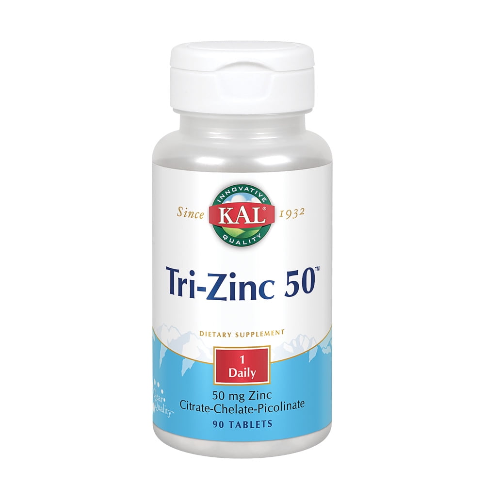 KAL TriZinc 50 mg Zinc Citrate, Amino Acid Chelate & Picolinate Healthy Metabolism & Immune