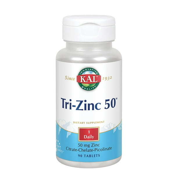 KAL TriZinc 50 mg Zinc Citrate, Amino Acid Chelate & Picolinate Healthy Metabolism & Immune