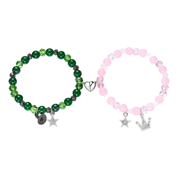 Magnetic Love Bracelets for Couples, Elastic Knot Adjustable Heart Matching Valentine's Day Gift, Set of 2 Unisex Bracelets for Him and Her, Friendship Jewelry with Magnetic Attraction