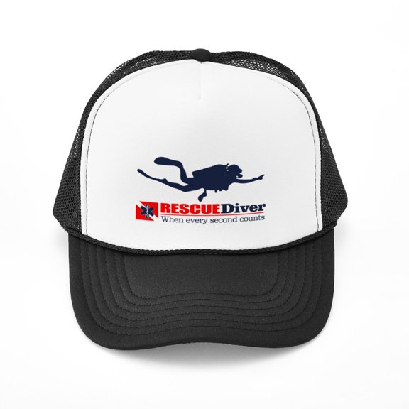 CafePress - Rescuediver - Trucker Hat - Polyester Foam Front and Nylon Mesh Weave Back