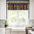 thumbnail image 3 of Boho Floral 70s Retro Valances Curtains Vintage Bohemian Flowers Funky Bright Color Groovy Windows Short Curtain Valance for Kitchen Bedroom Bathroom Decor with Rod Pocket, 1 Panel 54X18 Inches, 3 of 5