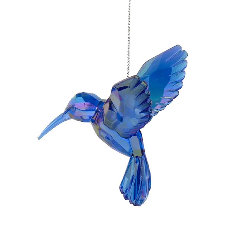 Blue Iridescent Acrylic Hummingbird Christmas Tree Ornament Bird Decoration New