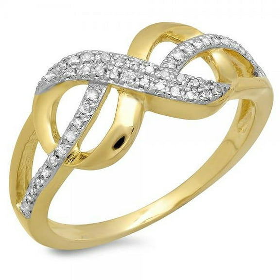 0.14 Carat (ctw) 18K Yellow Gold Plated Sterling Silver Round Diamond Ladies Infinity Love Promise Ring