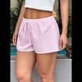 thumbnail image 4 of Pantalones Cortos Tipo Bóxer de Verano con Cintura Elástica, Cordón Ajustable y Estampado de Rayas para Mujer. Rosa XL, 4 of 7