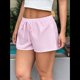 thumbnail image 4 of Pantalones Cortos Tipo Bóxer de Verano con Cintura Elástica, Cordón Ajustable y Estampado de Rayas para Mujer. Rosa S, 4 of 7