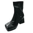thumbnail image 1 of NECHOLOGY Botas Mujer Adulto Femenino Zapatos Botines de mujer Moda mujer otoño sólido grueso suela tacones cuadrados cremallera botas zapatos de punta cuadrada (Black, 7.5), 1 of 5