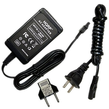 Camera Plug - HQRP Replacement AC Adapter / Charger compatible with Sony HandyCam HDR-CX300, HDR-CX350, HDR-CX350V, HDR-CX370, HDR-XR350, HDR-XR350V, DCR-SR48 Camcorder with USA Cord & Euro Plug Adapter