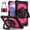 Black/Rose Red, variant on Xyhop Rugged Hybrid Case for Samsung Galaxy Tab A9 8.7 inch 2023, 360 Degree Stand Shoulder Strap Protector
