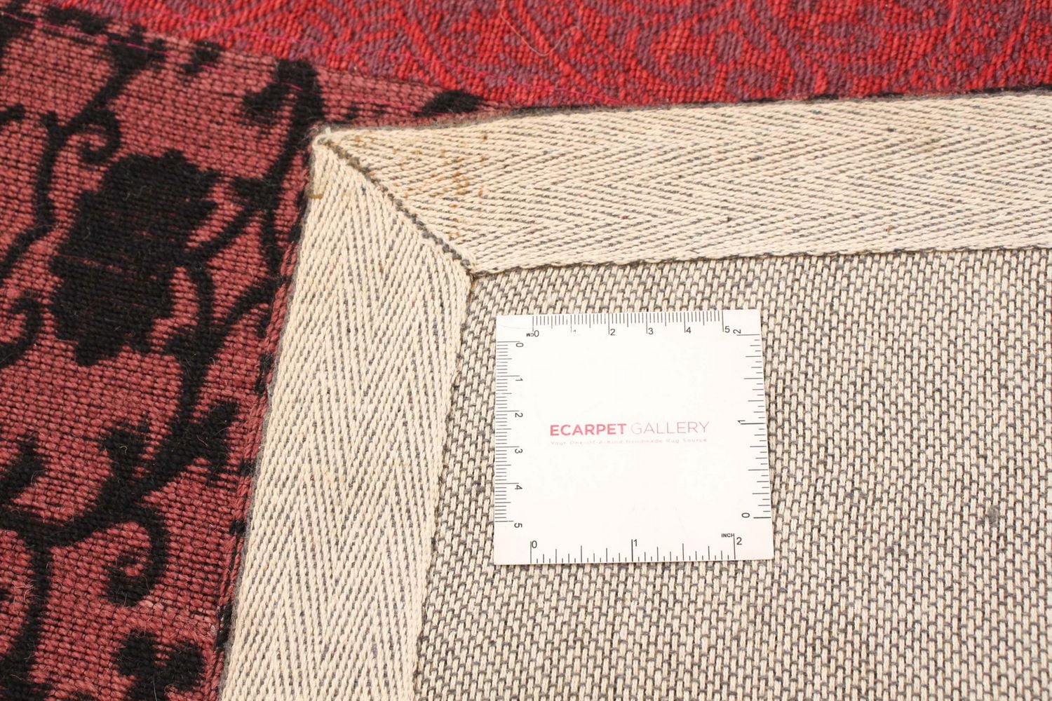 ECARPETGALLERY 6'7" x 9'9" Transitional Collage Handmade Area Rug for Living Room, Dining Room and Bedroom in Red