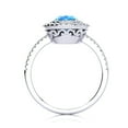 thumbnail image 3 of SuperJeweler 1 1/2 Carat Oval Shape Blue Topaz and Double Halo Diamond Ring In Sterling Silver For Women, 3 of 5