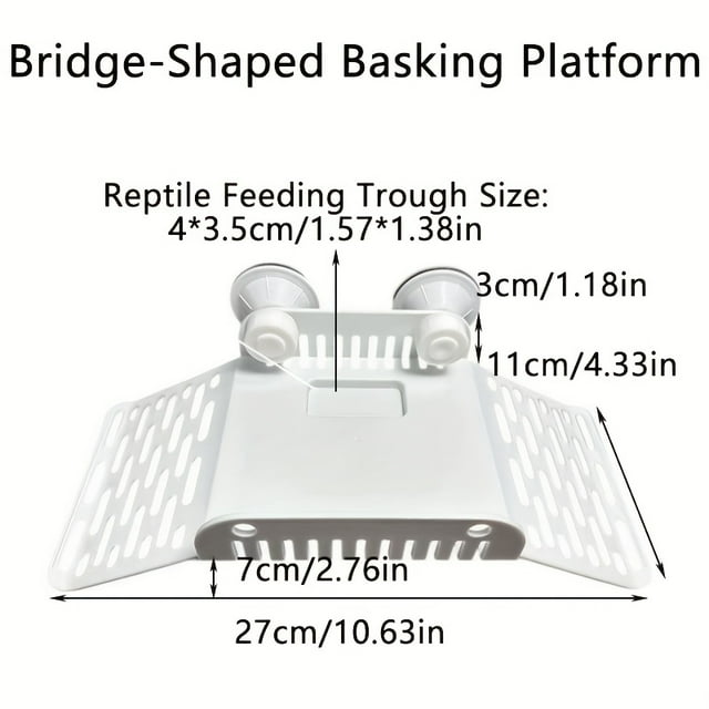 HLONK Turtle Basking Drying Resting Sun Platform Mat Dock with Ramp Suction Cup Climbing Ladder for Amphibians and Reptiles Fish Tank Decoration White Color Turtle Land Island Habitat