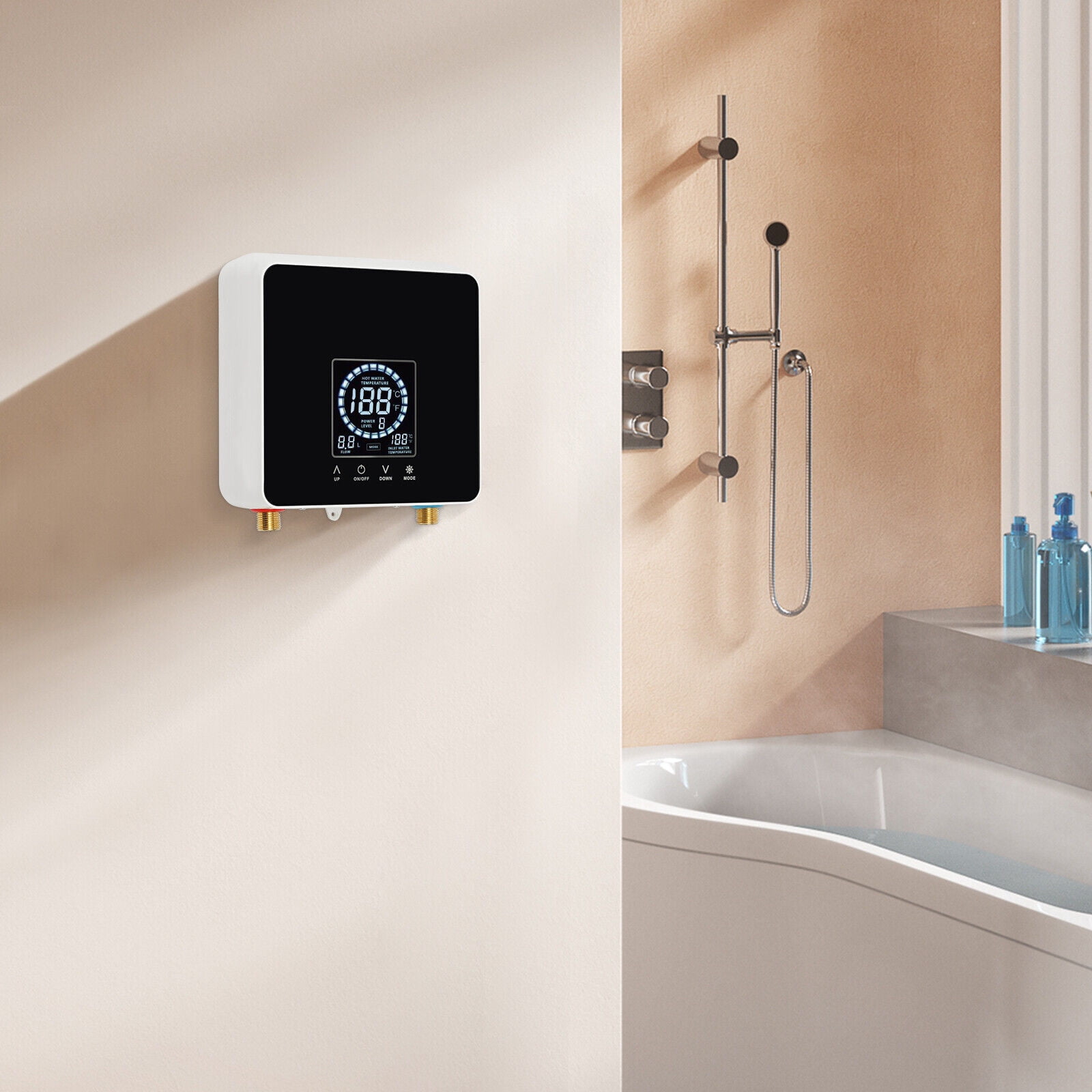 7500W Modern Instant Electric Water Heater with Led Display Wall Mounted IPX4
