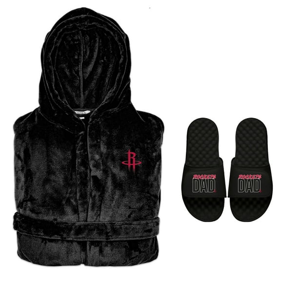 Men's ISlide Houston Rockets Dad Robe & Slide Sandals Bundle