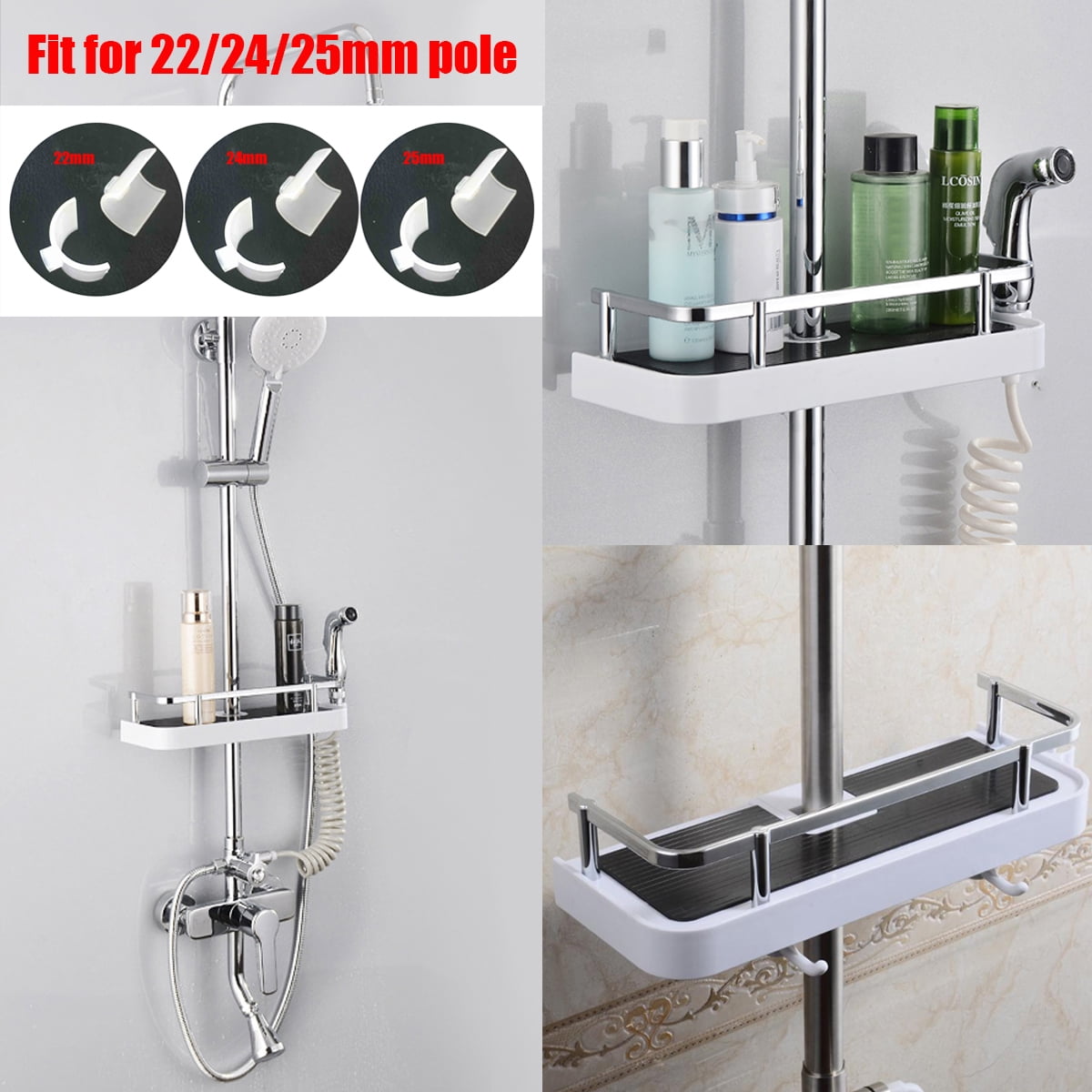 Bathroom Pole Shelf Shower Storage Caddy Organiser Tray Soap Bidet Rack Holder | Walmart Canada