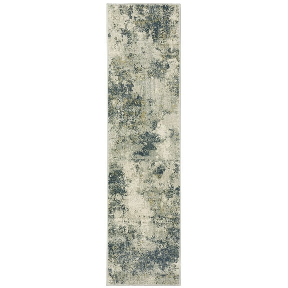 Oriental Weavers Branson Area Rug - BR12A - 1'10" x 7'3" - in Beige/ Teal - Modern Style, Stain Resistant, Family and Pet Friendly , Entryway, Hallway Runner Rug