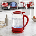 thumbnail image 4 of OVENTE 1.5L Glass Electric Kettle Water Boiler, Red KG516R | 1500W Fast Boiling, Easy Fill Lid, Stainless Steel Filter, LED Indicator, Auto Shut-Off, Boil-Dry Protection, 360° Base, 4 of 8