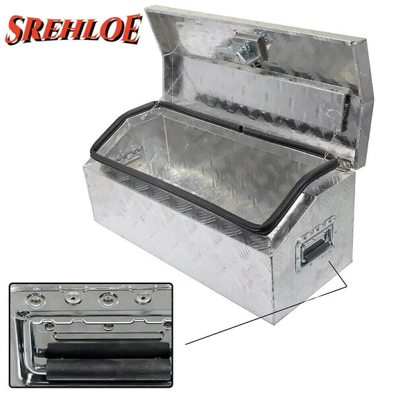 Hyxoo 30"x13"x13" Aluminum Tongue Tool Box Truck Pickup RV Trailer Bed Storage w/Lock