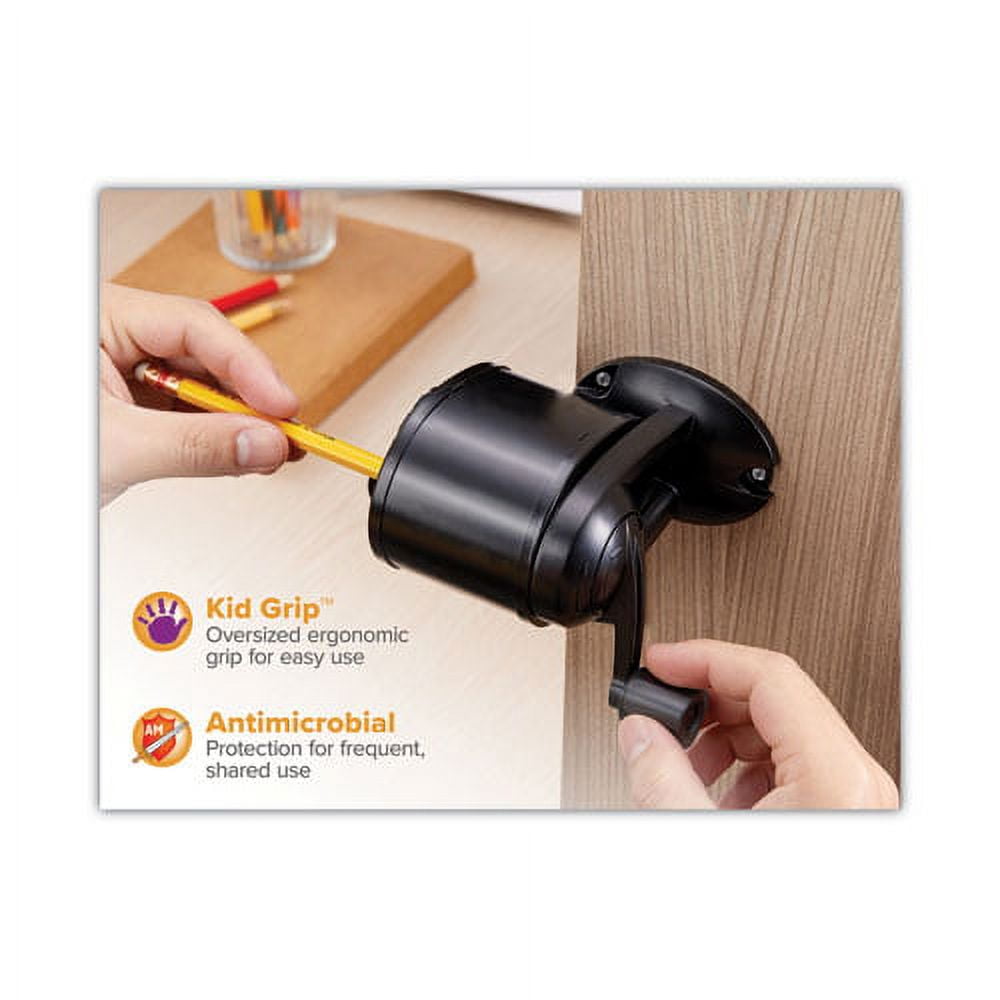 Antimicrobial Manual Pencil Sharpener, Manually-Powered, 5.44 X 2.69 X 4.33, Black | Bundle of 2 Each