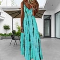 thumbnail image 1 of Vestido Suspendido Vestido largo bohemio con tirantes Vestido con tirantes de playa con estampado de columpio grande (Azul M) Cgtredaw Para estrenar, 1 of 6