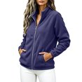thumbnail image 3 of happyYEE Women's Zip up Sweatshirt Jackets Long Sleeve Fleece Loose Coat Fall Fashion Stand Neck Outerwear with Zip Pockets, 3 of 9