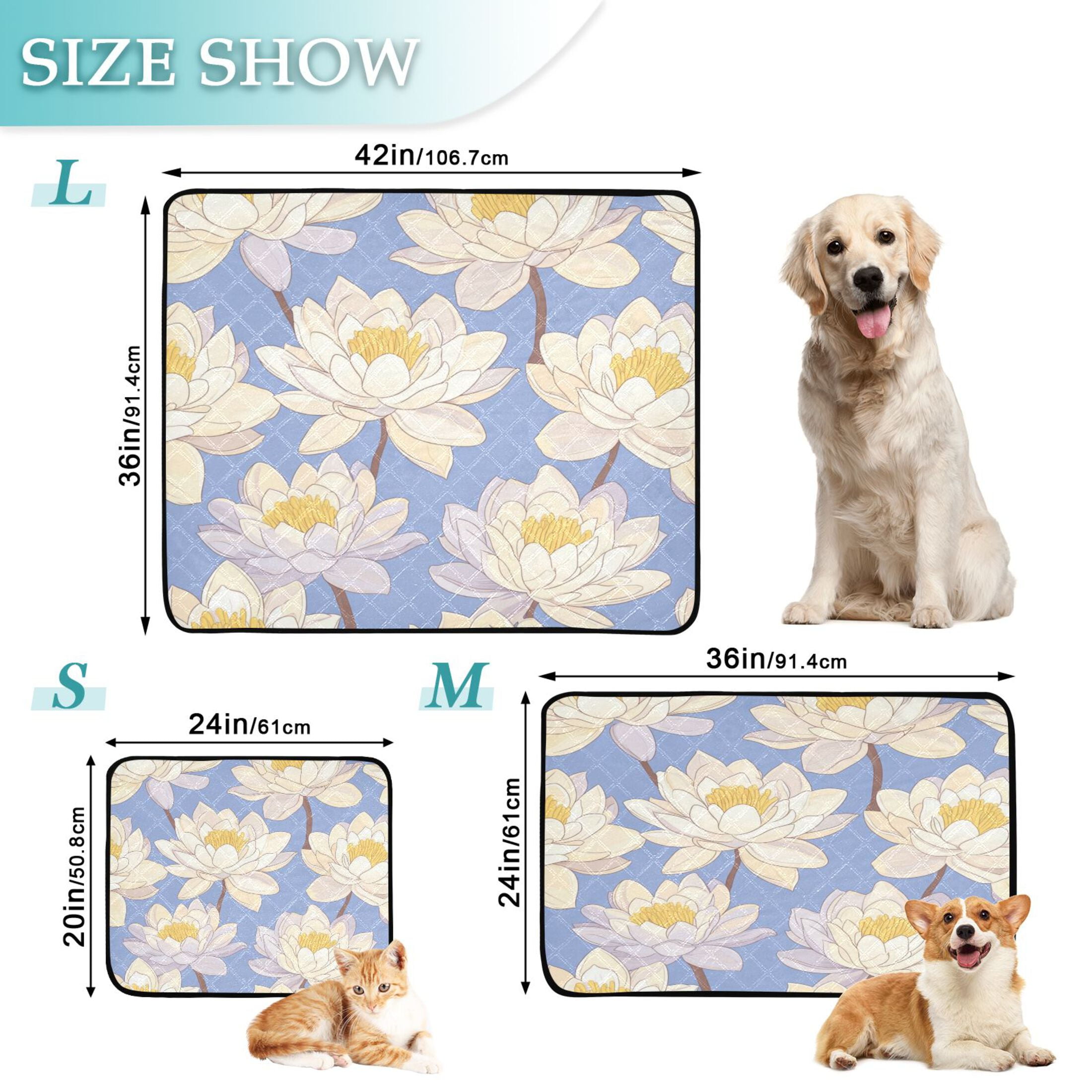 Qxltty A Seamless Pattern Of Water Lilies Cat litter Pads Pet Set of 3 Diaper Mats Center Anti-leakage Layer Absorbent Soft and Comfortable