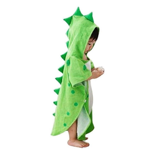 Children's Bath Towel Dinosaur Hooded Baby Towel, Cotton, Green, 60*120cm