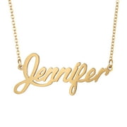 18k Gold Plated Jennifer Name Necklace Monogram Initial Necklace Family Kid Names Jewelry