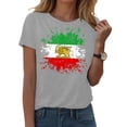 thumbnail image 2 of GEWSEY Women's Lion Sword Sun Iran Flag Crew Neck Short Sleeve Cotton T-Shirt (Light Gray, S), 2 of 6