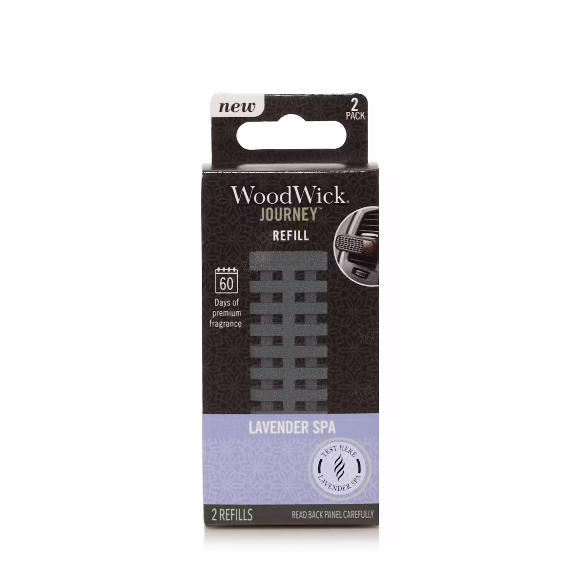 WoodWick Journey LAVENDER SPA Car/Auto Vent Air Freshener Refill - 2 Refills for 60 Days of Premium Fragrance
