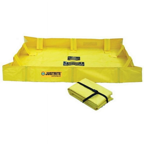 Justrite 28558 4' x 6' x 8", 119 Gallon Spill Capacity, Folding Spill Containment Berm, QuickBerm® Lite, Yellow - 28558