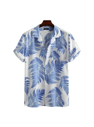 MRULIC mens shirts Men's Fashion Shirt Leisure Seaside Beach Hawaiian Short  Sleeve Printed Shirt Loose Summer Beach Top Shirt Men Shirts Black + XL