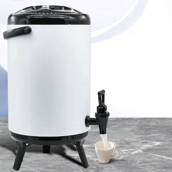 SOGA 2.11 gal White Stainless Steel Insulated Milk Tea Barrel – Hot & Cold Beverage Dispenser