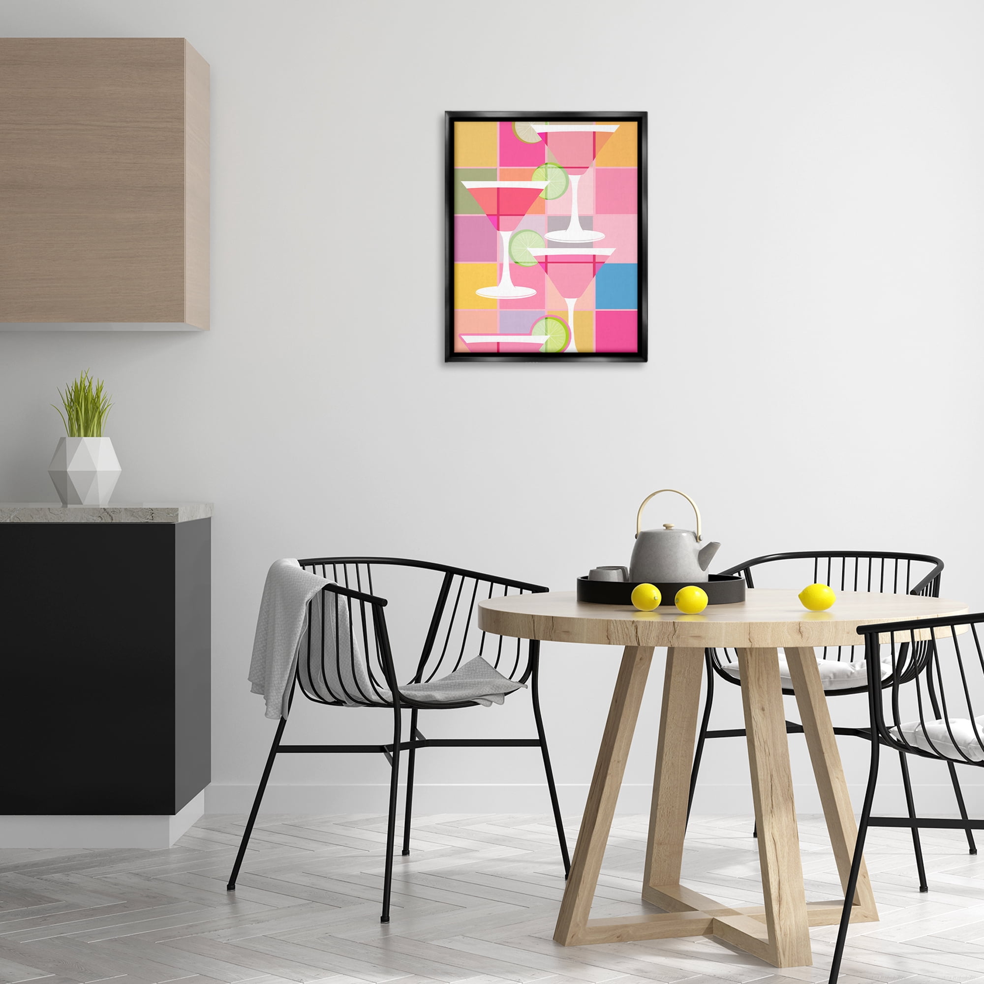 Stupell Industries Cocktail Squares Design Food & Beverage Painting Black Floater Framed Canvas Art Print Wall Art, 17 x 21