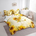 thumbnail image 3 of jejeloiu Letter Z Monogrammed Bedding Comforter Set 7-Piece,Rustic Flower Print King Bedding Sets,Retro Yellow Sunflower Bed Sheets For Child,Microfiber Room Decorative Reversible, 3 of 8