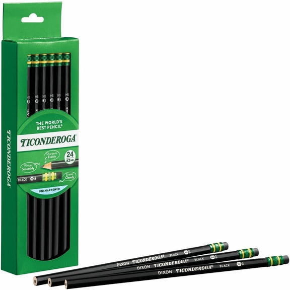 Ticonderoga Wood-Cased Pencils, #2 HB Soft, Black, 24 Count