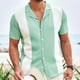 thumbnail image 3 of Mens Camisas de Verano de Punto de Color Sólido Manga Corta Cuello de Vuelta, Ligero Casual Bajo las Camisas para Hombres, 3 of 8