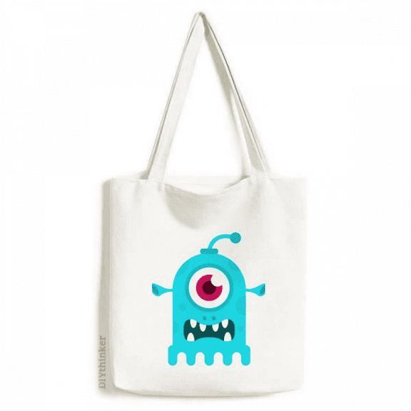 Universe And Alien Blue Cyclops Alien Tote Canvas Bag Shopping Satchel Casual Handbag
